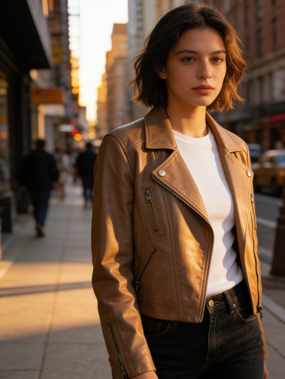 NWOT Lucky Brand Taupe Leather Moto Jacket